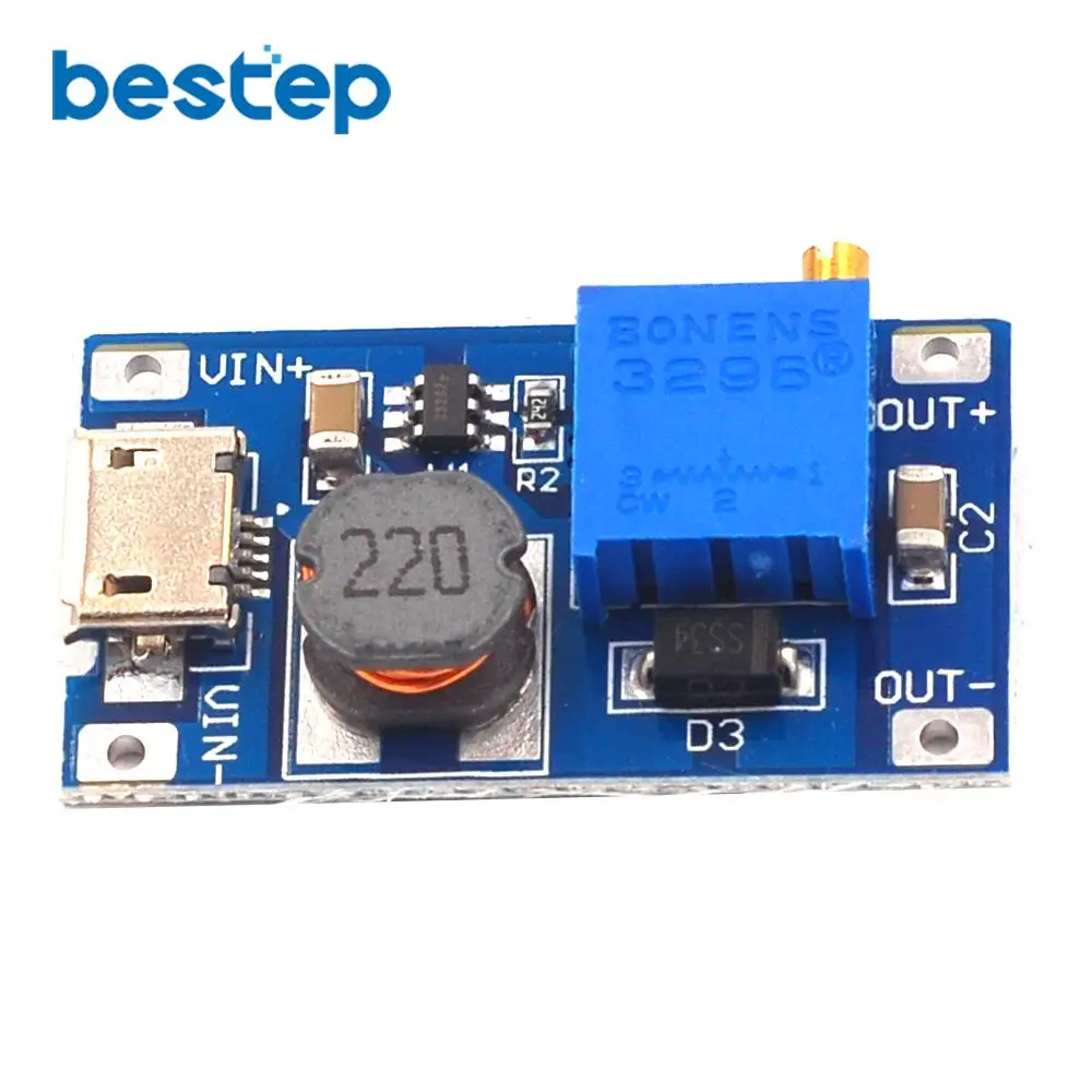 Регулируемый Модуль Boost 2 А Повышающий а с MICRO USB в 24 В до 5 9 12 28 MT3608 LM2577|Интегральные