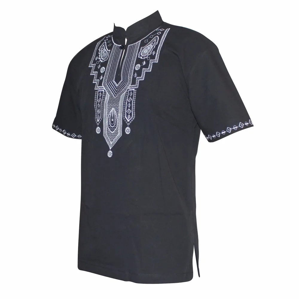 Embroidery Slim Hippie Dashiki Muslim T-Shirts Short Sleeve Ankara Design Traditional African Clothing Wholesale рубашка мужская