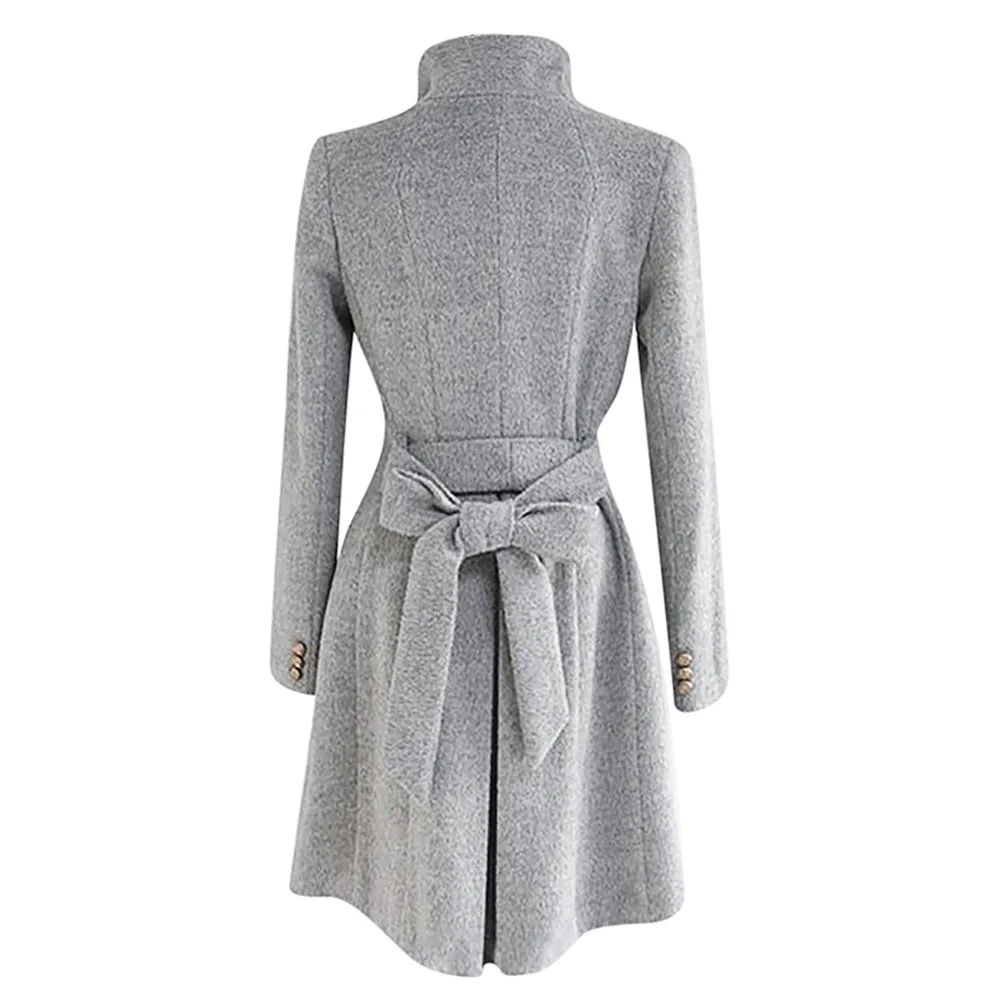 

Womens Winter Lapel Wool Coat Trench Jacket Long Sleeve Overcoat Outwear Women's warm jacket the new women's winter