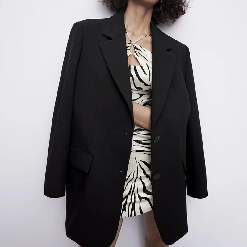 

Женский однобортный Блейзер KUMSVAG, повседневный свободный однотонный блейзер с длинным рукавом, верхняя одежда, осень 2021