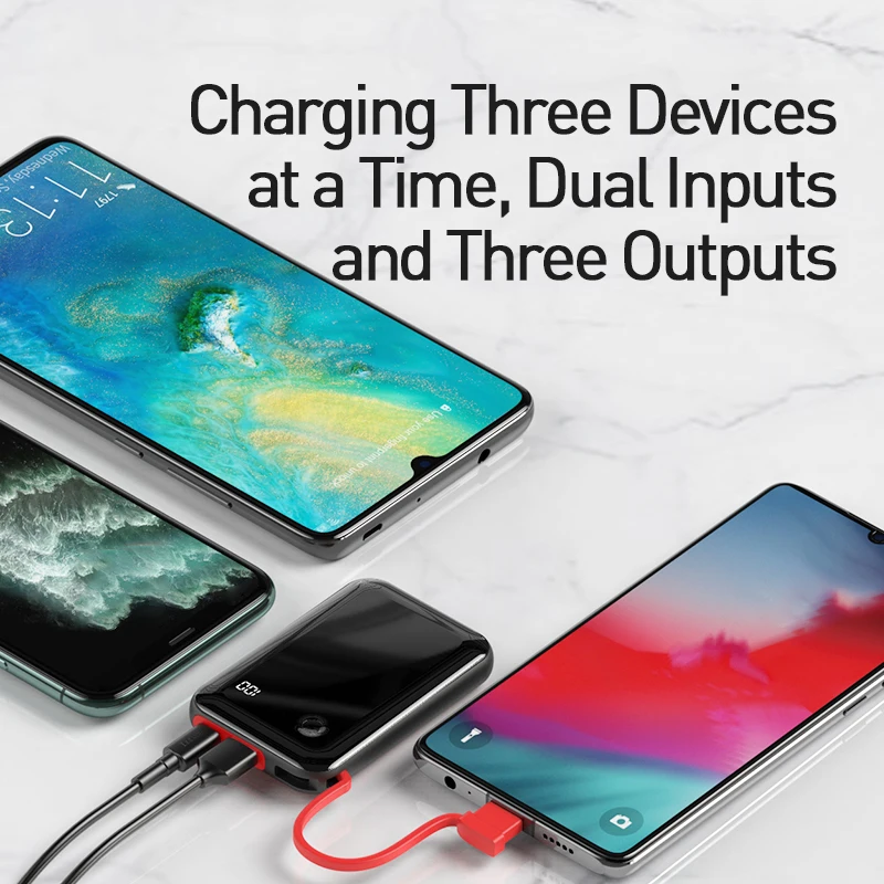 Портативное зарядное устройство Baseus USB Type C 3 входа 2 выхода 10000 мАч|Внешние