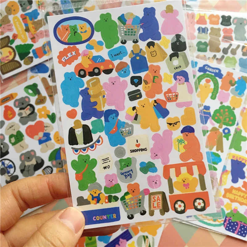 

1Pcs Kawaii Cartoon Animal Stickers Adhesive Diy Cute Stationery Sticker Decorative notebooks Diary Album Scrapbooking material