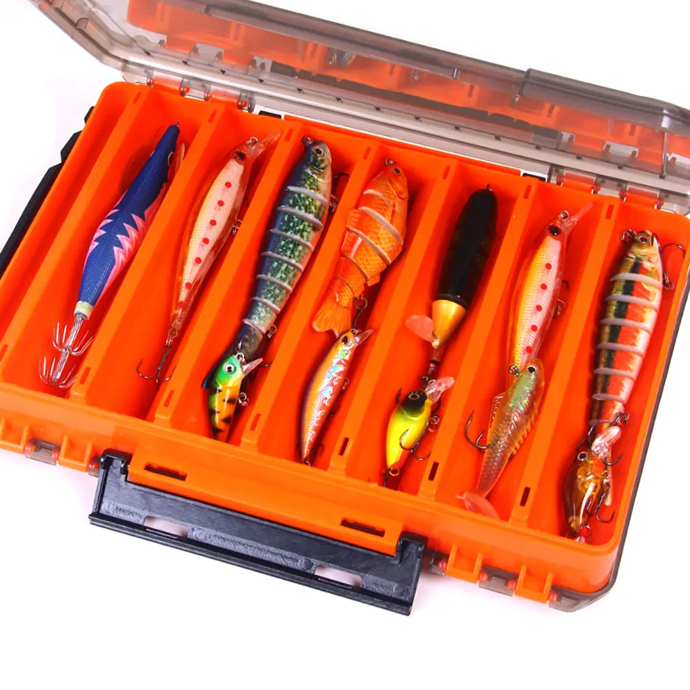 

NEWUP Multifunctional Organized 7 Compartments 2-Layer Transparent Visible Plastic Fishing Lure Box Pesca Fishing Tools