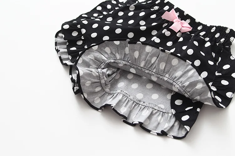 

2021 children's new product summer style cotton woven polka dot girls ruffled bow pants 7065 07