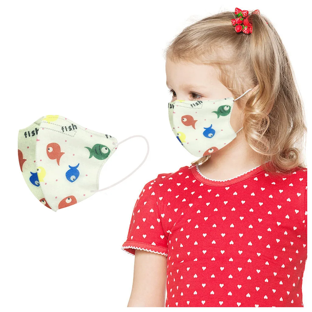 

50pcs Child Mask Disposable Nonwove 3 Ply Mask print dustproof Face mask filter safe Breathable Protective masks fast Shipping