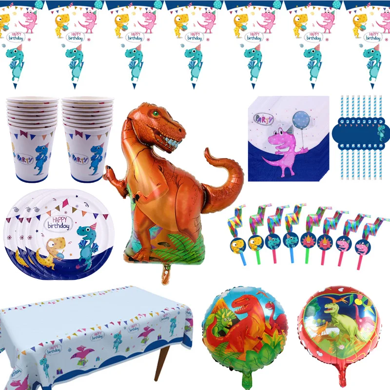 

Dinosaur Party Theme Disposable Tableware Set Paper napkins Cups Plates Baby Shower Happy Birthday Party Decoration Kids Gifts