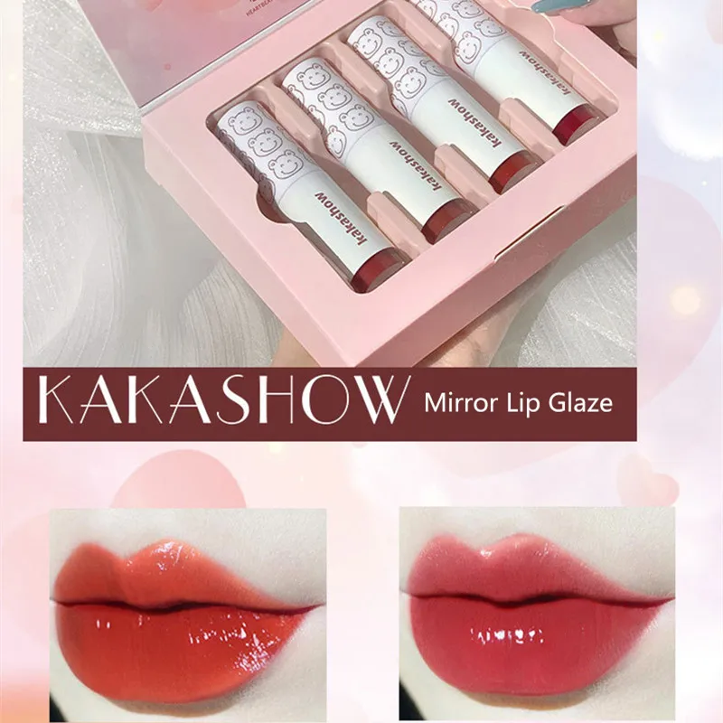 

4 Pcs/set Mini Cute Mirror Lip Glaze Matte Lip Gloss Smooth Non-smudge Rich Color Waterproof Moisturizing Prevent Dry Lips TSLM2