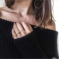 creative personality long bar ring women copper simple geometric ring jewelry