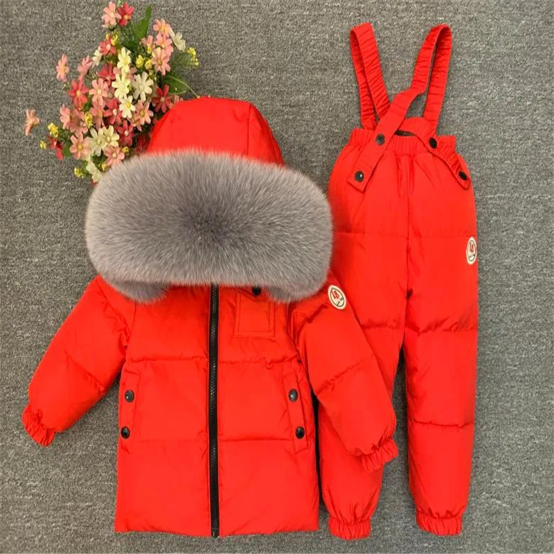 Детский зимний пуховой комплект одежды детские лыжные куртки и наличные костюм