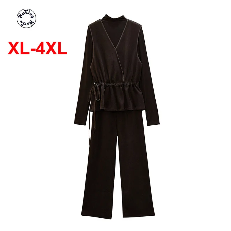 

Women's dress three pieces set new casual autumn and winter dress XL to 4XL