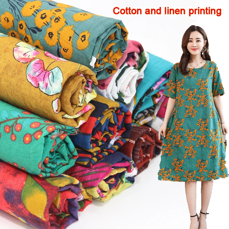 1 м платье ткань хлопок лен одежда с принтом женская рубашка детская темная сетка