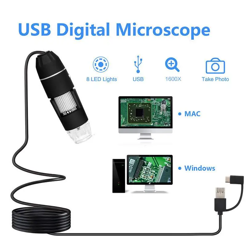 

0,3 mp 1600X /1000X/500X мега пикселей 8 светодиодный цифровой USB микроскоп Лупа электронный стерео USB эндоскоп камера