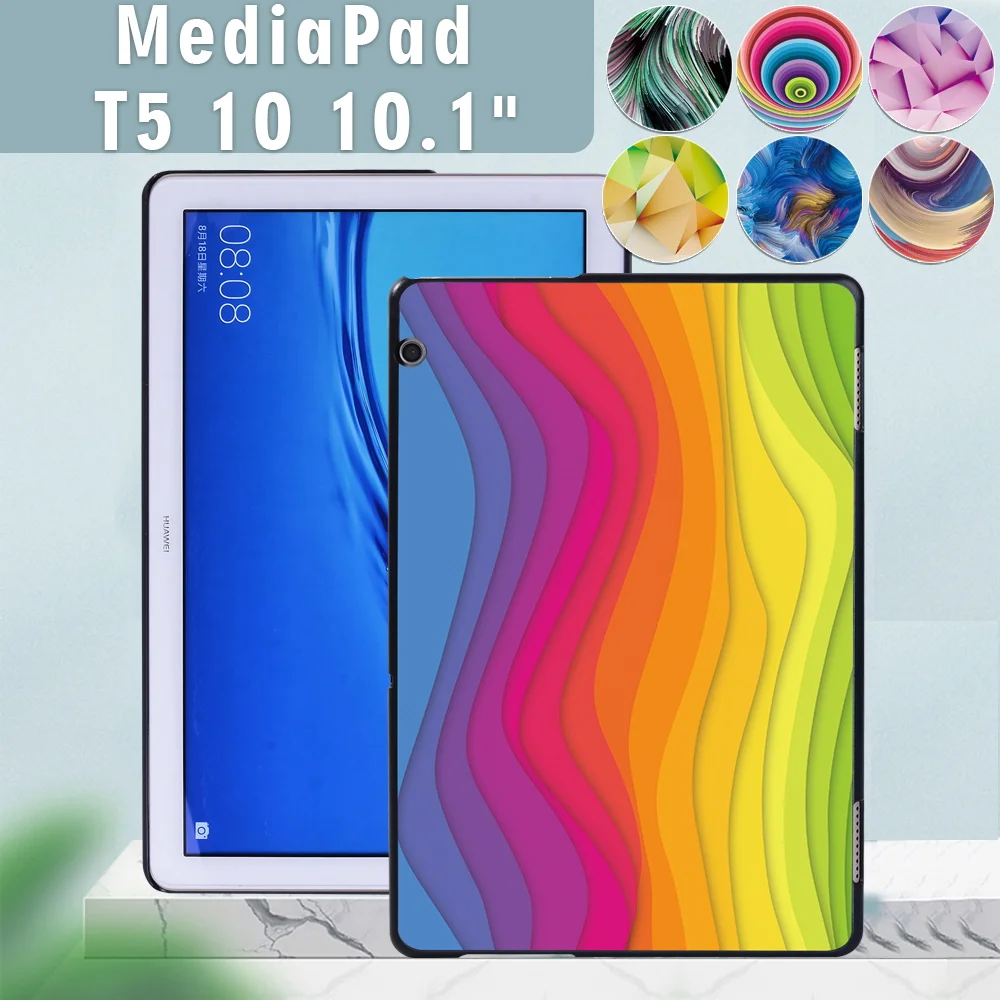 

Tablet Case for Huawei MediaPad T5 10 10.1" Inch Cool Watercolor Print Slim Cover Case + Free Stylus