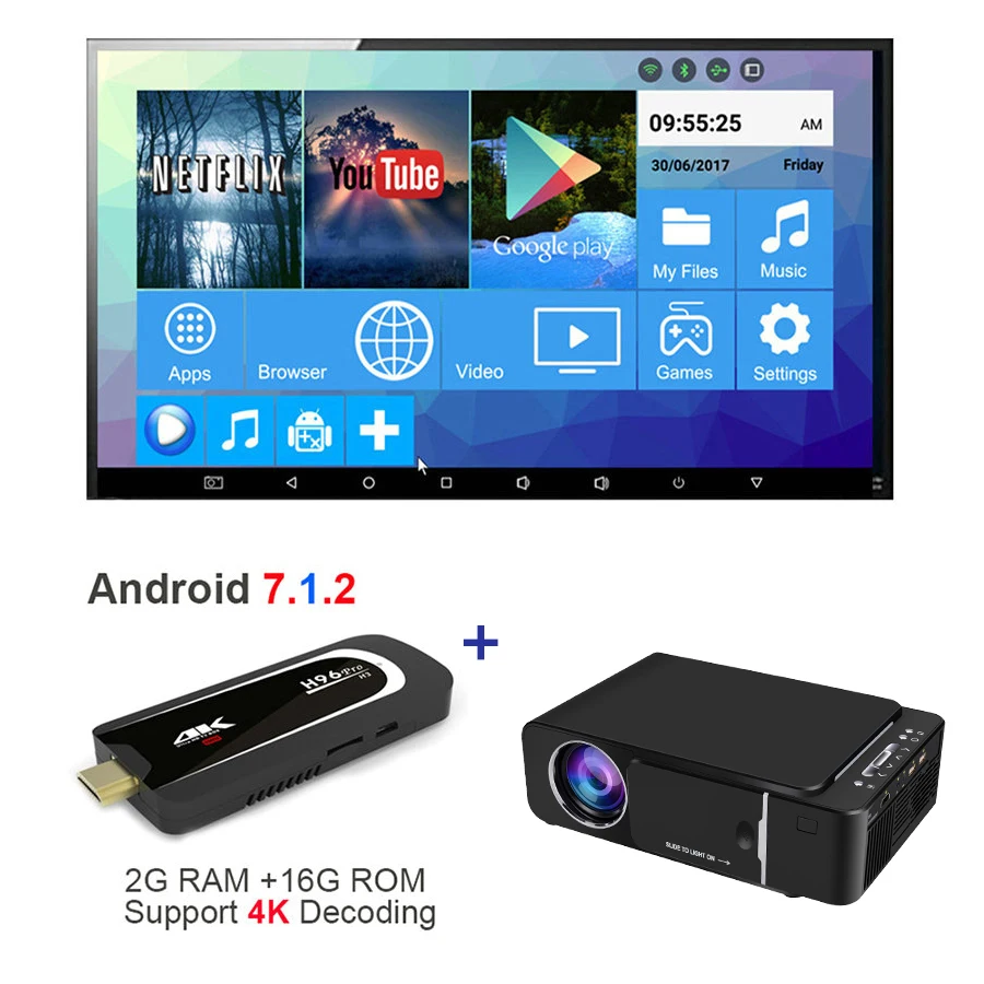 VIVICINE 1280x720p Портативный HD проектор, опция Android 7,1 HDMI USB 1080p домашний кинотеатр проектор wifi мини светодиодный проектор