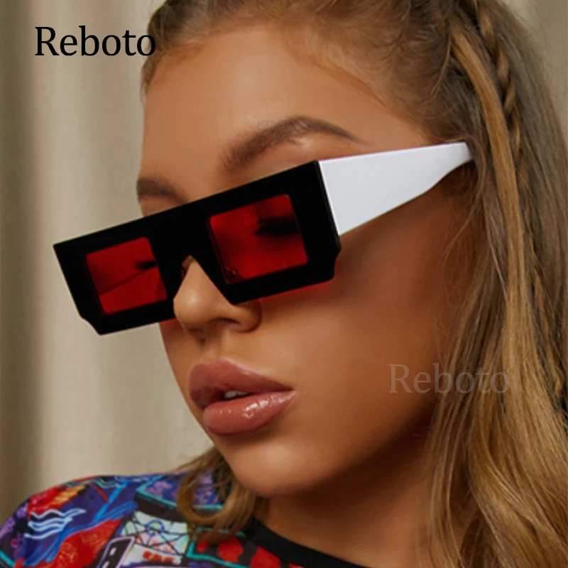 

Уникальные цельные квадратные женские солнцезащитные очки 2021 модные панковские ретро очки в большой оправе красные солнцезащитные очки без оправы с градиентом для женщин