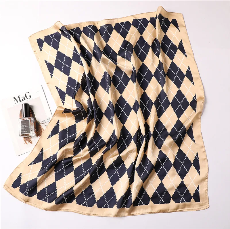 

Ruicesstai Zijden Sjaal Vrouwen Nieuwe Mode Geometrische Plaid Sjaals Lente Zomer Halsdoek Foulard Bandana Femme Sjaals