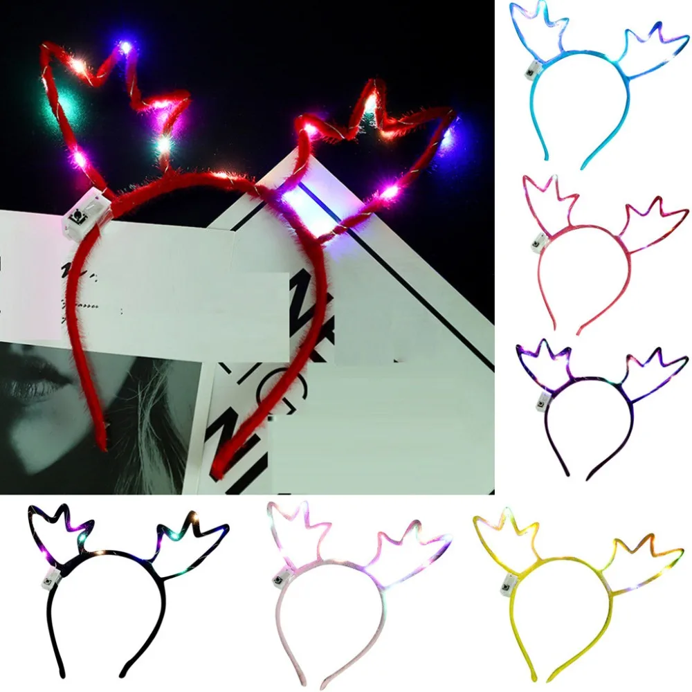 Милые повязки светодиодный Клубные вечерние освещение концертов яркая вспышка светящиеся рога лента для волос гибкие аксессуары для волос на Рождество#3N26