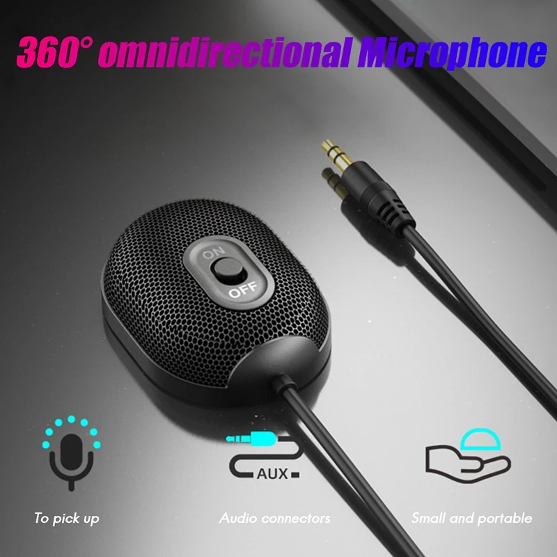 

U1 Omni-Directional Microphone 3.5mm AUX Condenser Microphone for Business Conference PC Laptop Voice Pickup Mic