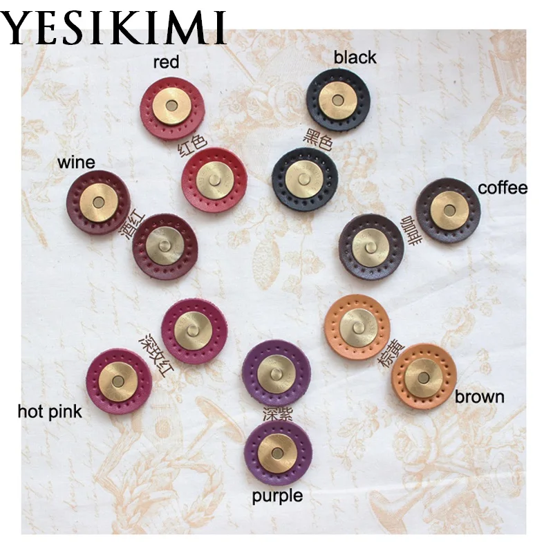 10 шт./лот натуральная кожа + Бронзовый Металл 3*3 см круглые магнитные защелки