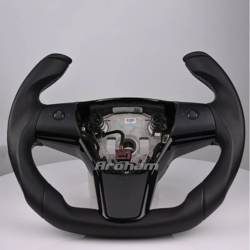 Pilot Shape Yoke Steering Wheel All Leather Customized For Tesla Model Y 3 2017 2018 2019 2020 2021 | Автомобили и мотоциклы