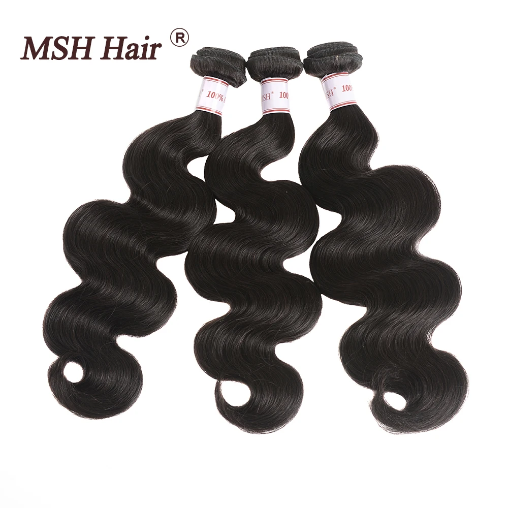 MSH волосы бразильские объемные волнистые плетение 3 пучка не Реми человеческие