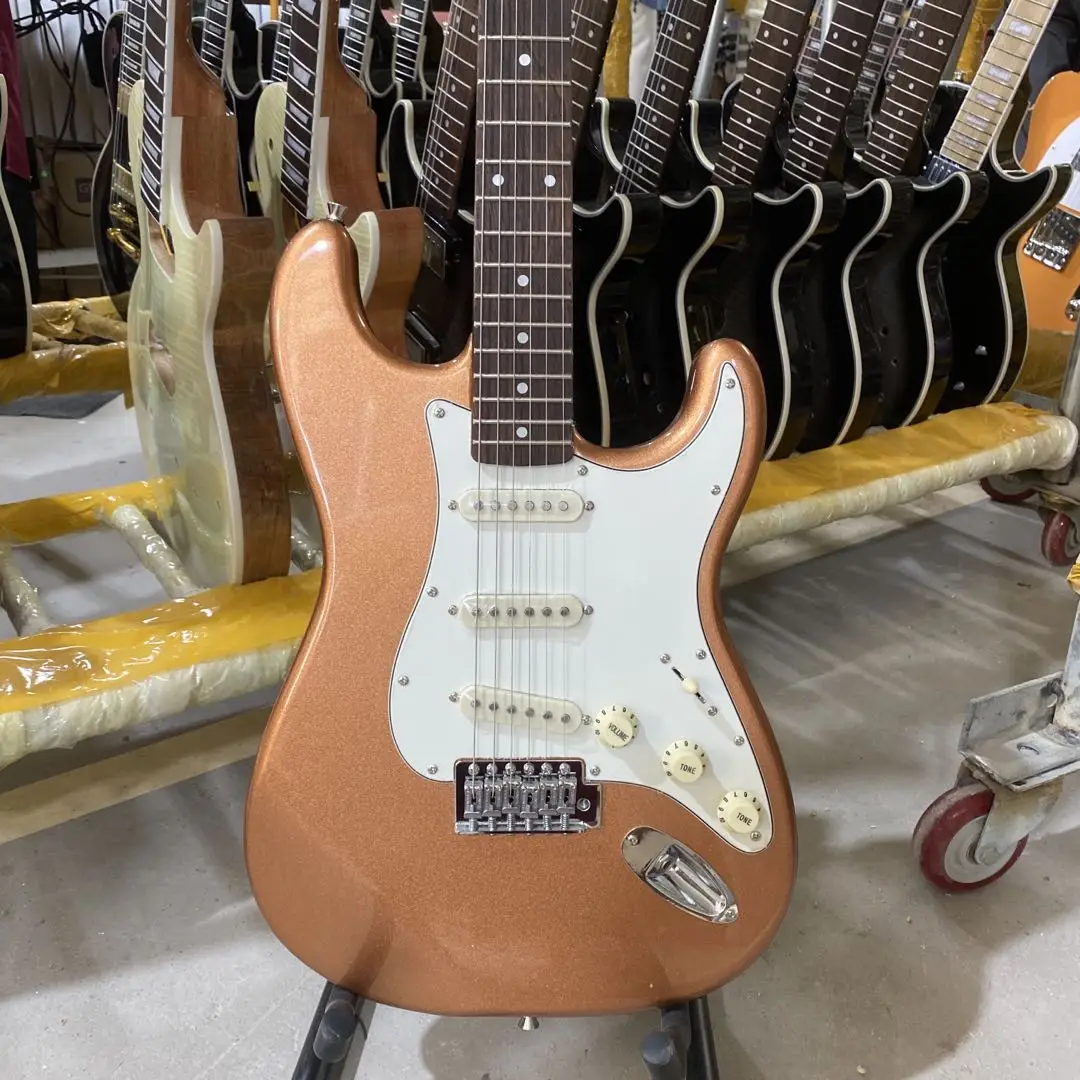 

ST Electric Guitar Metallic Orange Body Rosewood Fingerboard Chrome Hardware High Quality Guitarar Free Shipping