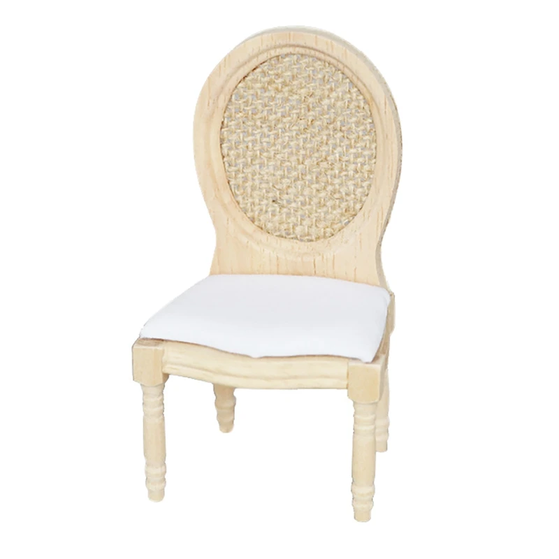 

1:12 Dollhouse Miniature Furniture Scene Mini Retro Plain Linen Chair Doll Houses Stool Chairs