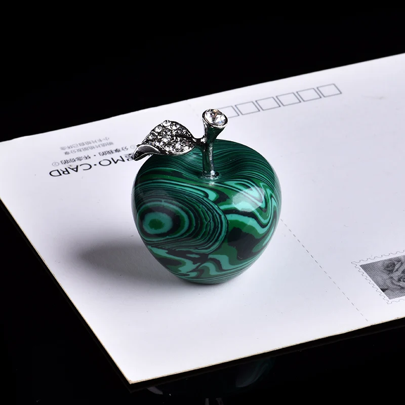 malachite 1 шт. натуральный кристалл Роза кварц яблочный орнамент модная пара Рождество домашнее декоративное Свадебное Украшение Аксессуары - Цвет: malachite