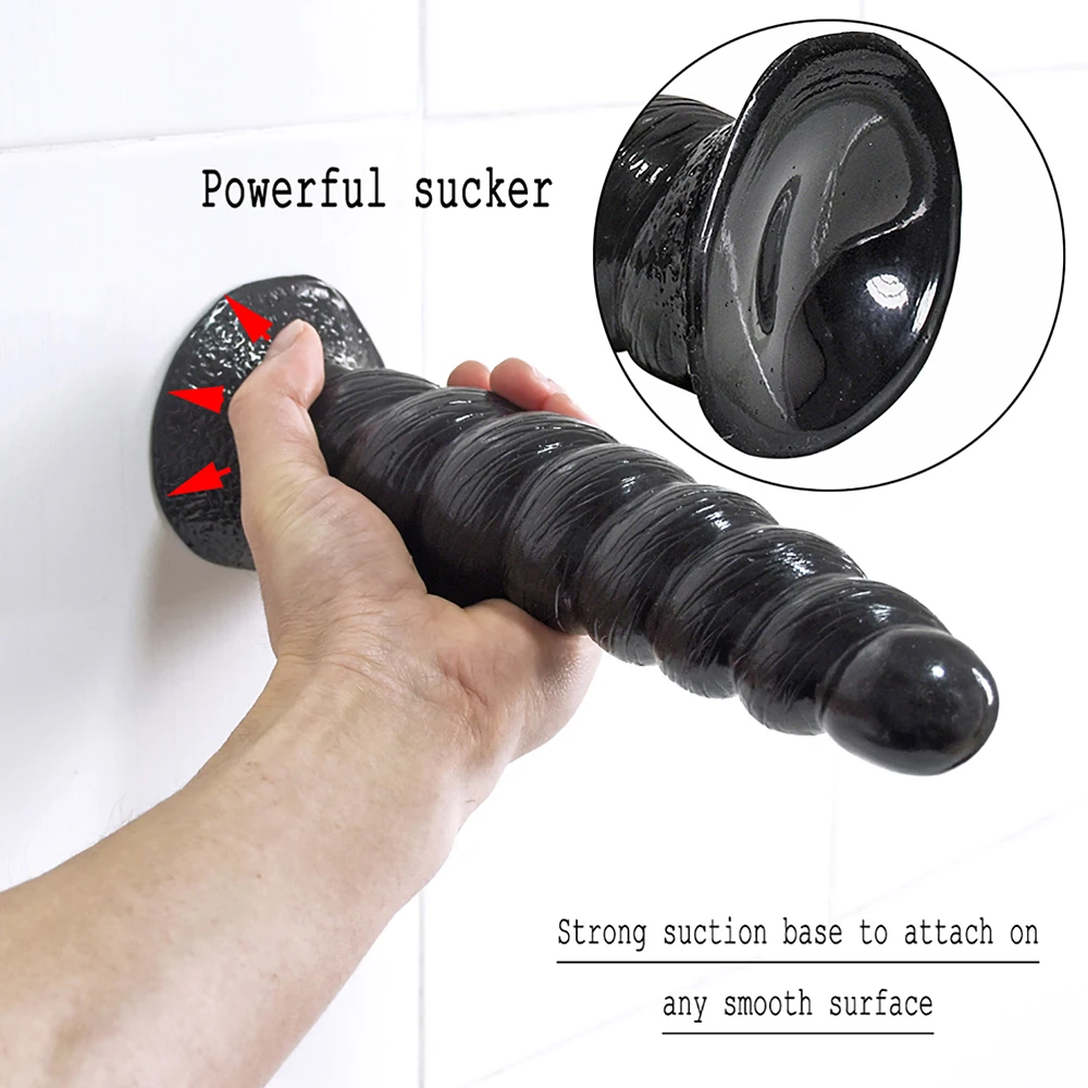 Огромная резьбовая анальная пробка фаллоимитатор стимулирует влагалище и анус