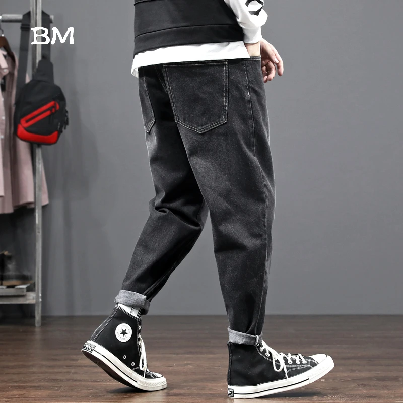 Джинсы мужские свободного покроя в японском стиле эластичные брюки-султанки