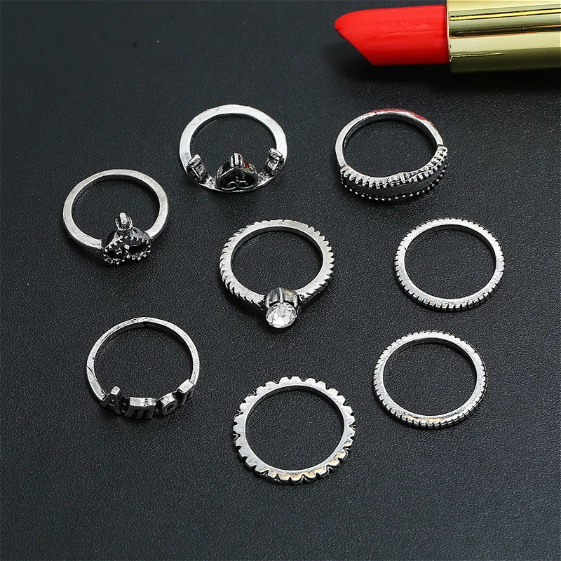 Винтажный богемный набор колец на сустав пальца простое письмо любовь сердце