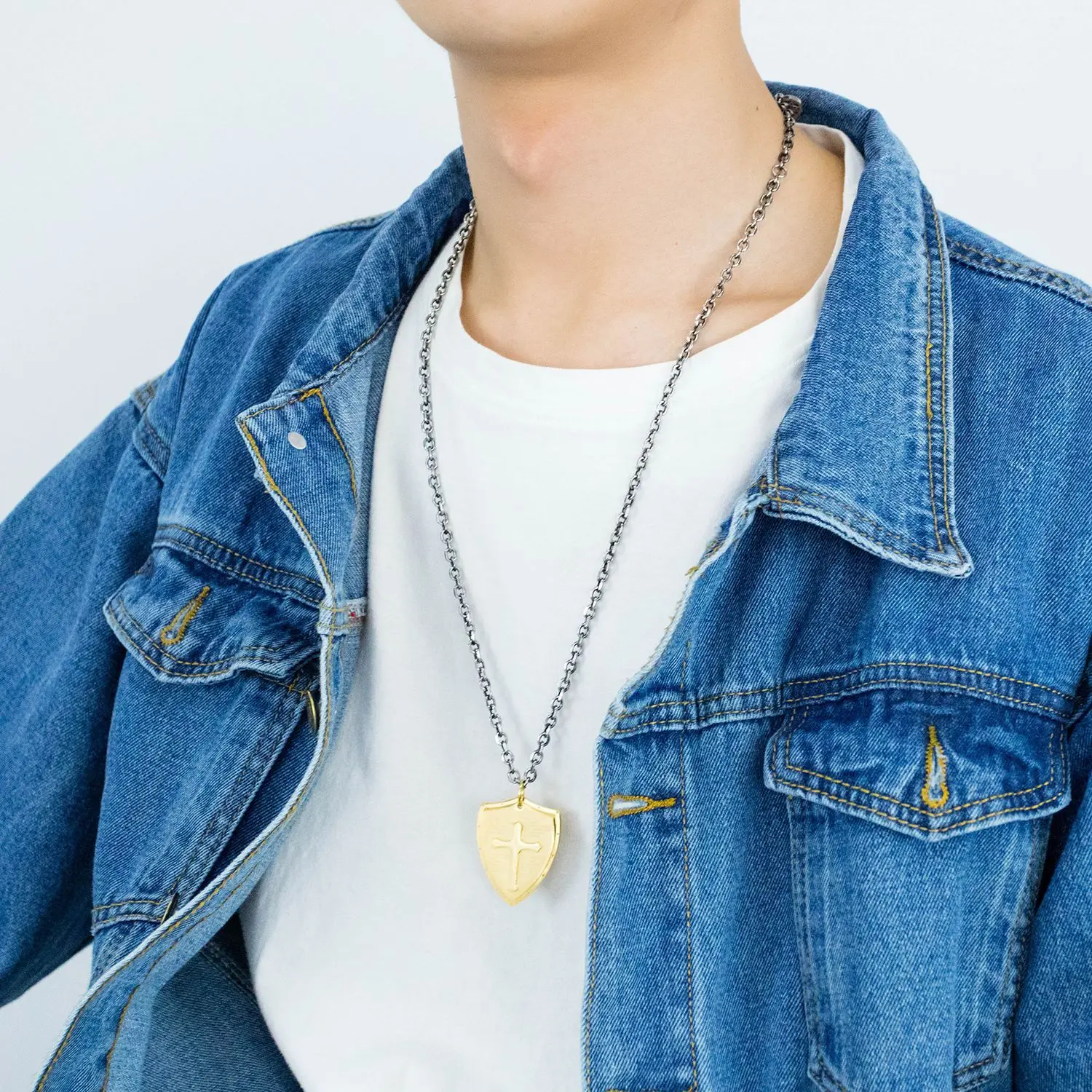 Мужское ожерелье с подвеской крестом из нержавеющей стали|Ожерелья подвеской| |