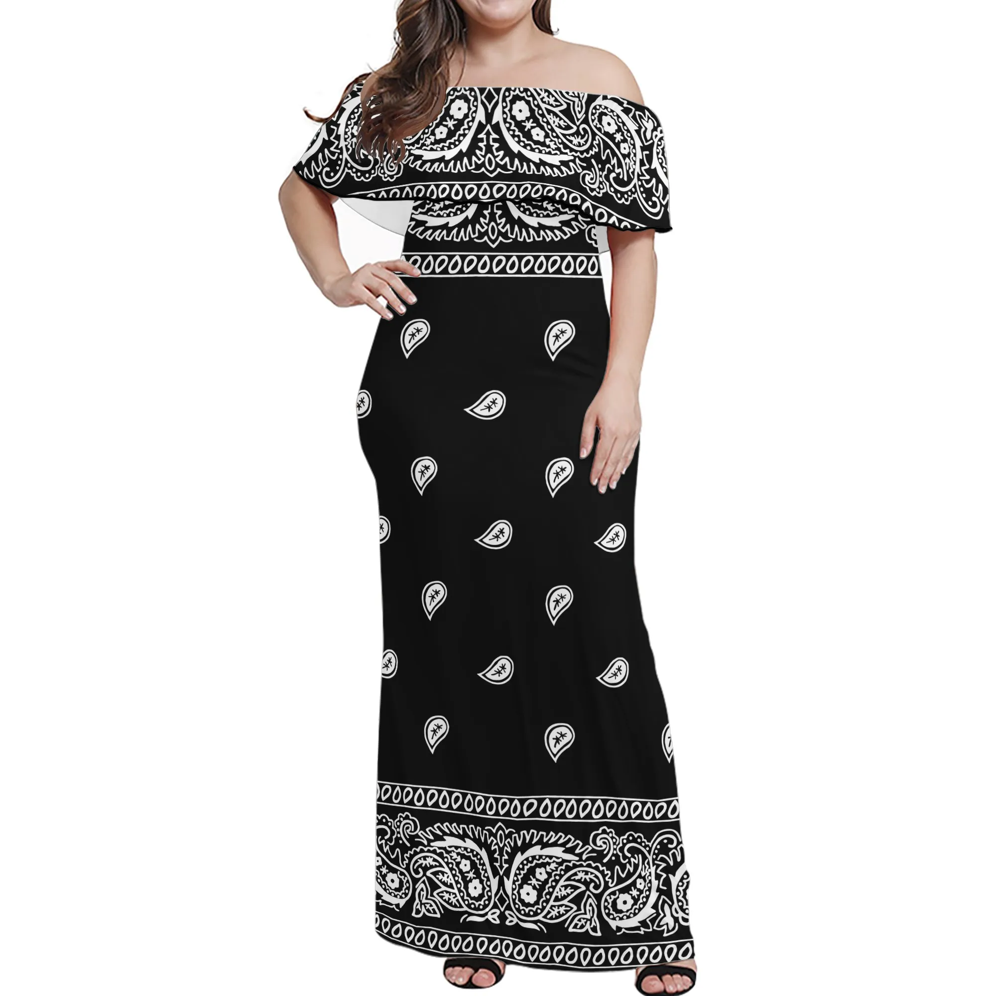 

Women's Party Clothing One Shoulder Dresses Plus Size Sexy vintage Long Dresses Print On Demand Bandana Print dress Style