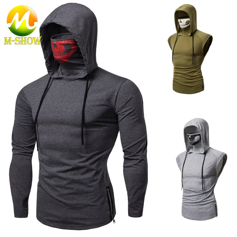 Мужская стрейчевая Спортивная одежда для фитнеса униформа ниндзя маска с