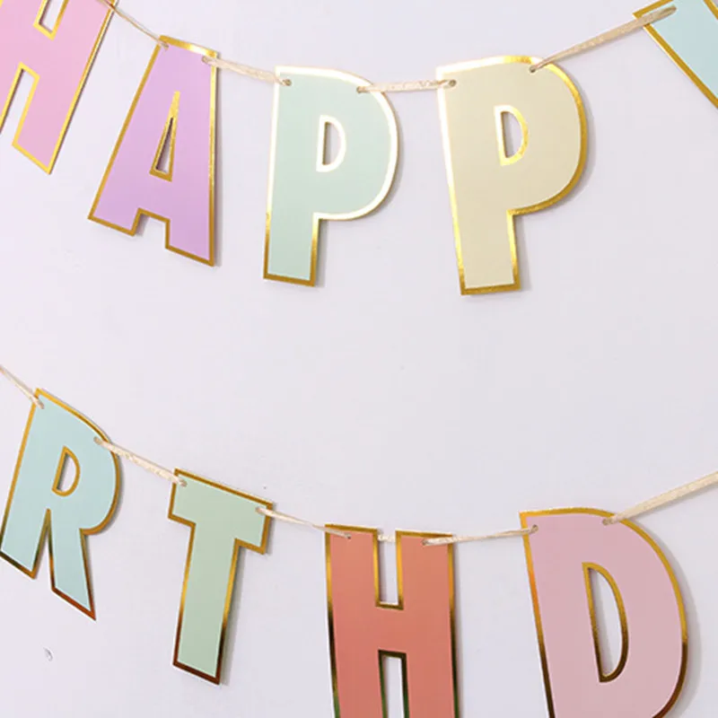 

1 Pcs Happy Birthday Banner Wall Hanging Birthday Party Paper Decoration Bunting Banners String Streamer Flags Party Supplies
