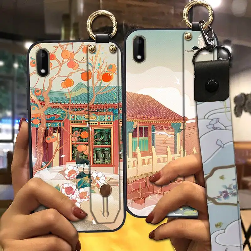 Модный дизайнерский чехол для телефона в китайском стиле с ремешком и защитой от