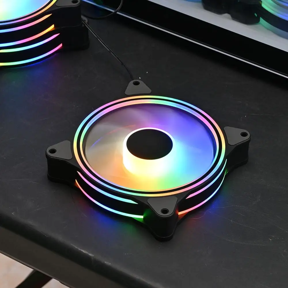 120 мм 4 Pin Светодиодный чехол один вентилятор охлаждения разноцветные диафрагмы