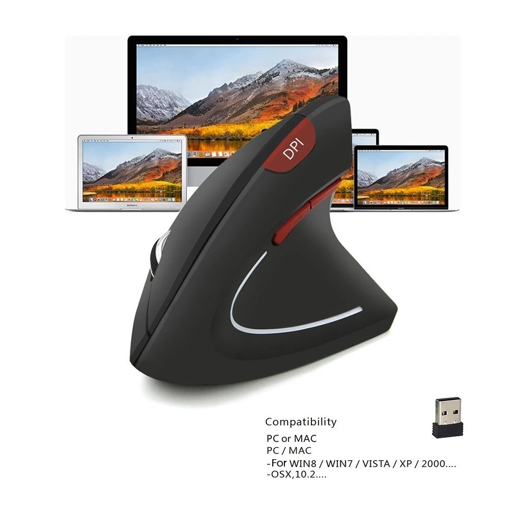 CHYI, Вертикальная Эргономичная Беспроводная Usb игровая компьютерная мышь для ноутбука, 6 кнопок, оптическая компьютерная мышь, 3d подставка, эргономичная мышь для Macbook