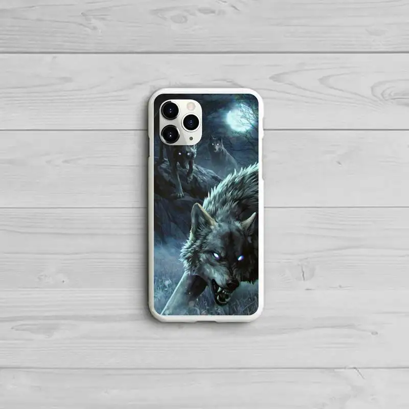 

angry snow wolf Phone Case Candy Color White for iPhone 11 pro XS MAX 8 7 6 6S Plus X 5S SE 2020 XR