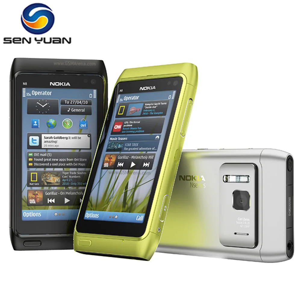 Оригинальный разблокирована Nokia N8 2G 3G с функцией мобильный телефон GSM WCDMA WI FI GPS 12MP