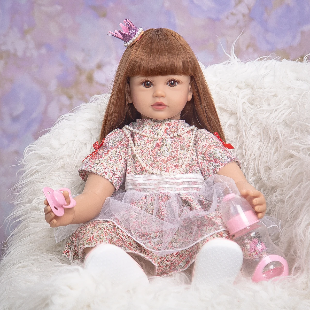 

Real Touch 60 CM Cloth Body Toddler Baby Girl Dolls Lifelike Princess Reborn Boneca Doll Toys For Kids Birthday Christmas Gift