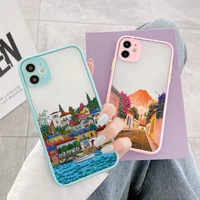 oia santorini greece church hand painted print phone case for iphone 11 12 13 pro max x xr xs max 6s 7 8 plus se 2020 hard cover