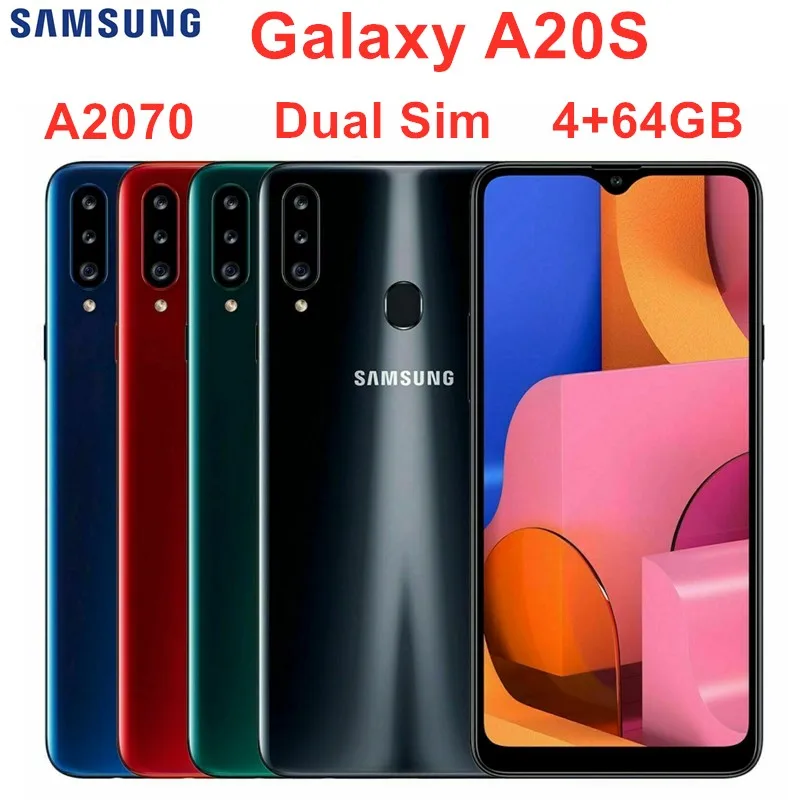 Samsung Galaxy A20s A2070 Dual Sim 4GB RAM 64GB ROM LTE Mobile Phone Octa Core 6.5" 4 Camera 4000mAh Fingerprint |