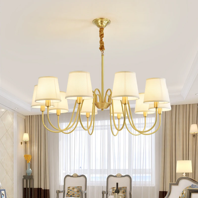 Современная Люстра для гостиной домашняя медная лампа под золото декоративная