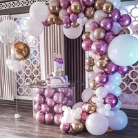 white purple metallic balloons garland arch kit 105 pcs gold latex chrome balloons wedding graduation birthday party decoration