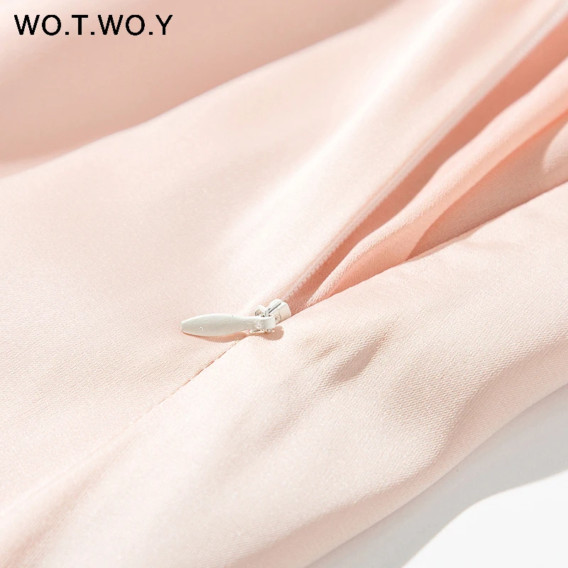 Женская шелковая юбка с высокой талией WOTWOY элегантная Однотонная до середины