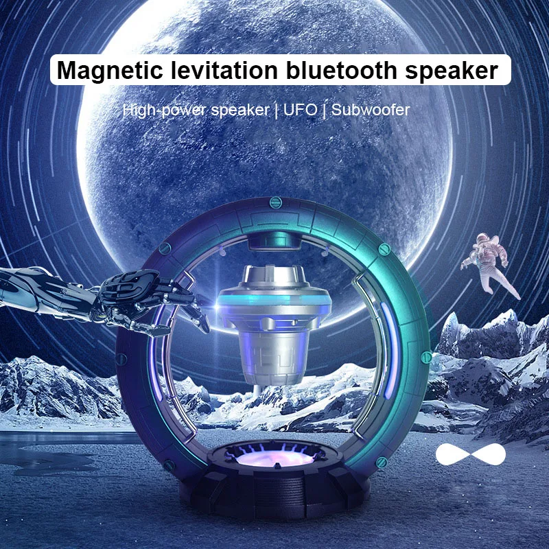Levitating UFO Bluetooth Speaker Suspension Creative Hanging Subwoofer LED Lamp Night Light Table Gift | Электроника