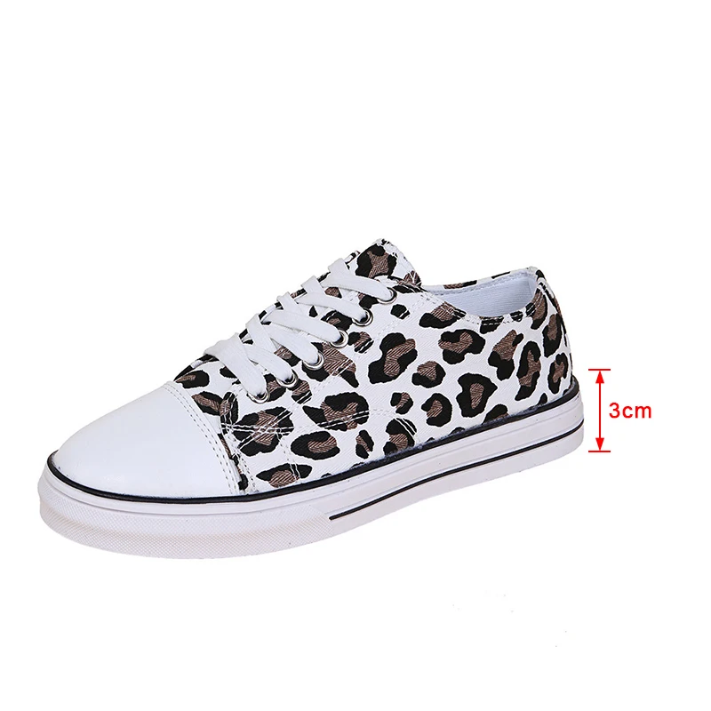 

Women's Sneakers Flat Shoes Lace Up Plus Size 43 Women Vulcanized Shoe Leopard Thcki Bottom Female Spring Casual Fashion New
