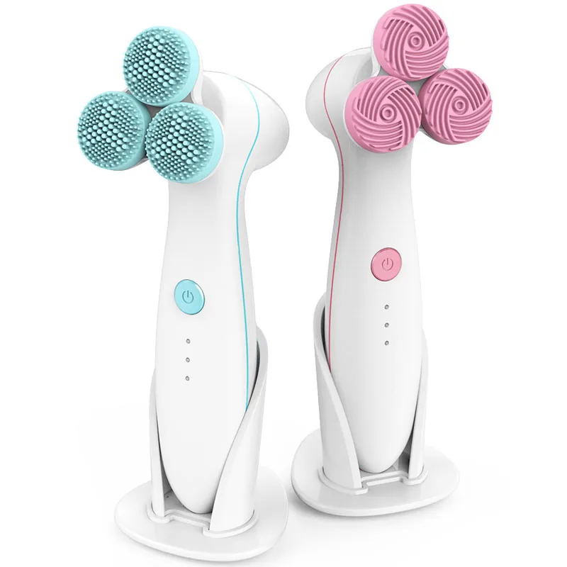 

New 3D Electric Face Cleansing Brush Cleaner Lifting Visage Facial Scrubber Rechargeable Pore Deep Cleaning with 2 Kinds Brushes
