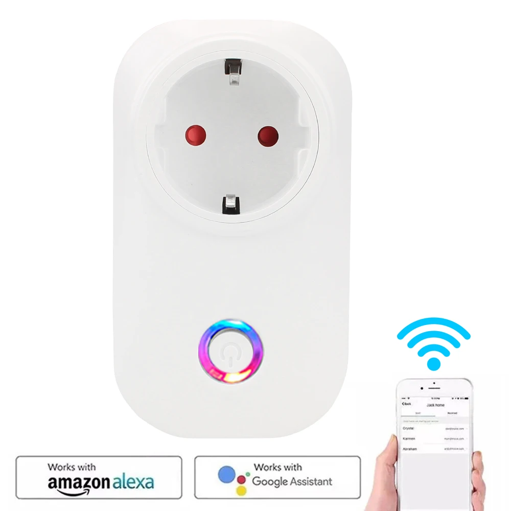 Energia Wi-fi Usb Tomada wi fi Inteligente Controle Remoto Temporizador Alex 10a Voz Tuya Telefone Carregador sem Fio Tomada Monitor Temporizador ue de